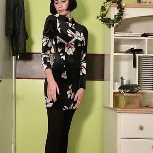 Marciano Blue Floral Velvet Dress